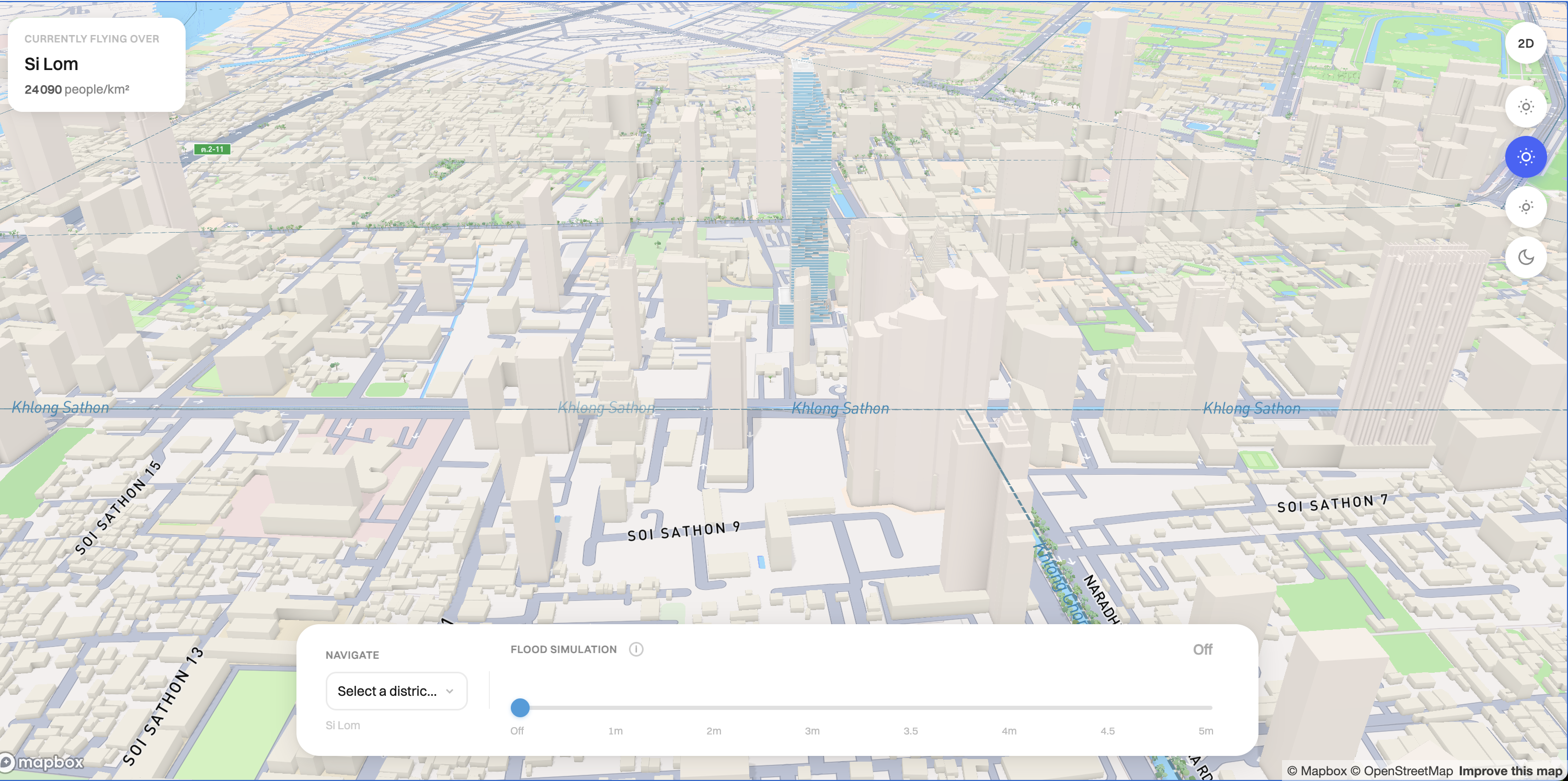 3D map of Bangkok with flood risk visualisation